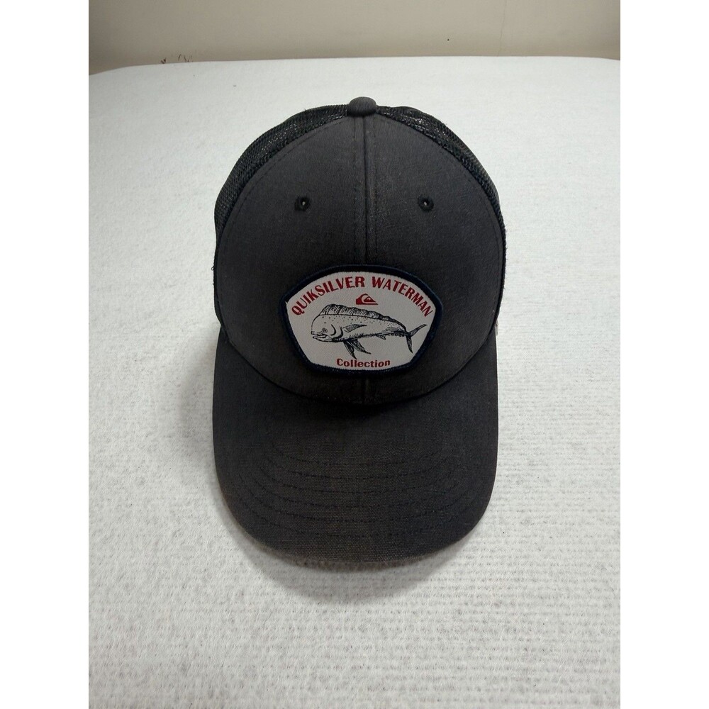 Quiksilver Waterman Collection Black Trucker Snapback Cap Mahi Patch OSFM